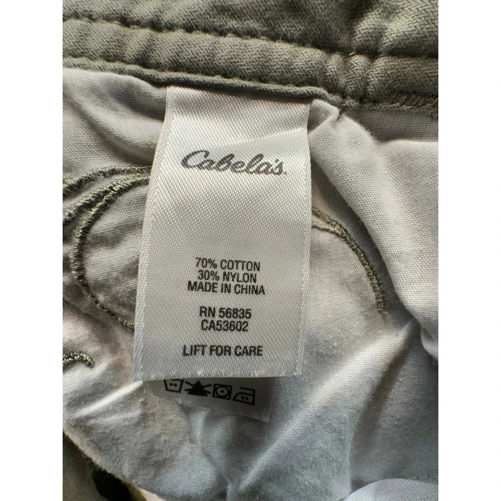 Cabelas Womens 12 Olive Green Cotton Nylon Utility Pants Embroidered L77PT075-15